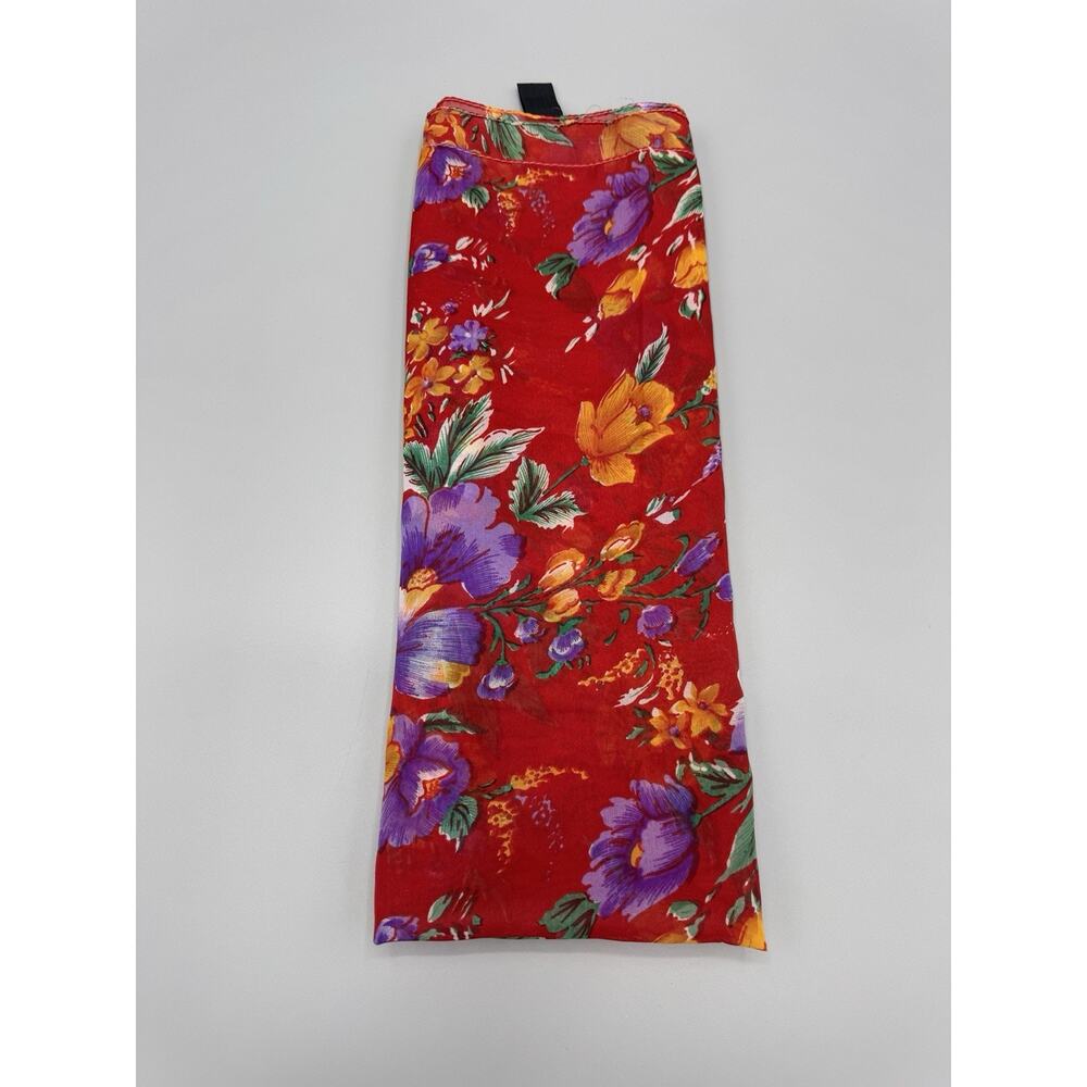 Vintage‎ Liz Sinclair Square Red Floral Scarf Made In India 32”